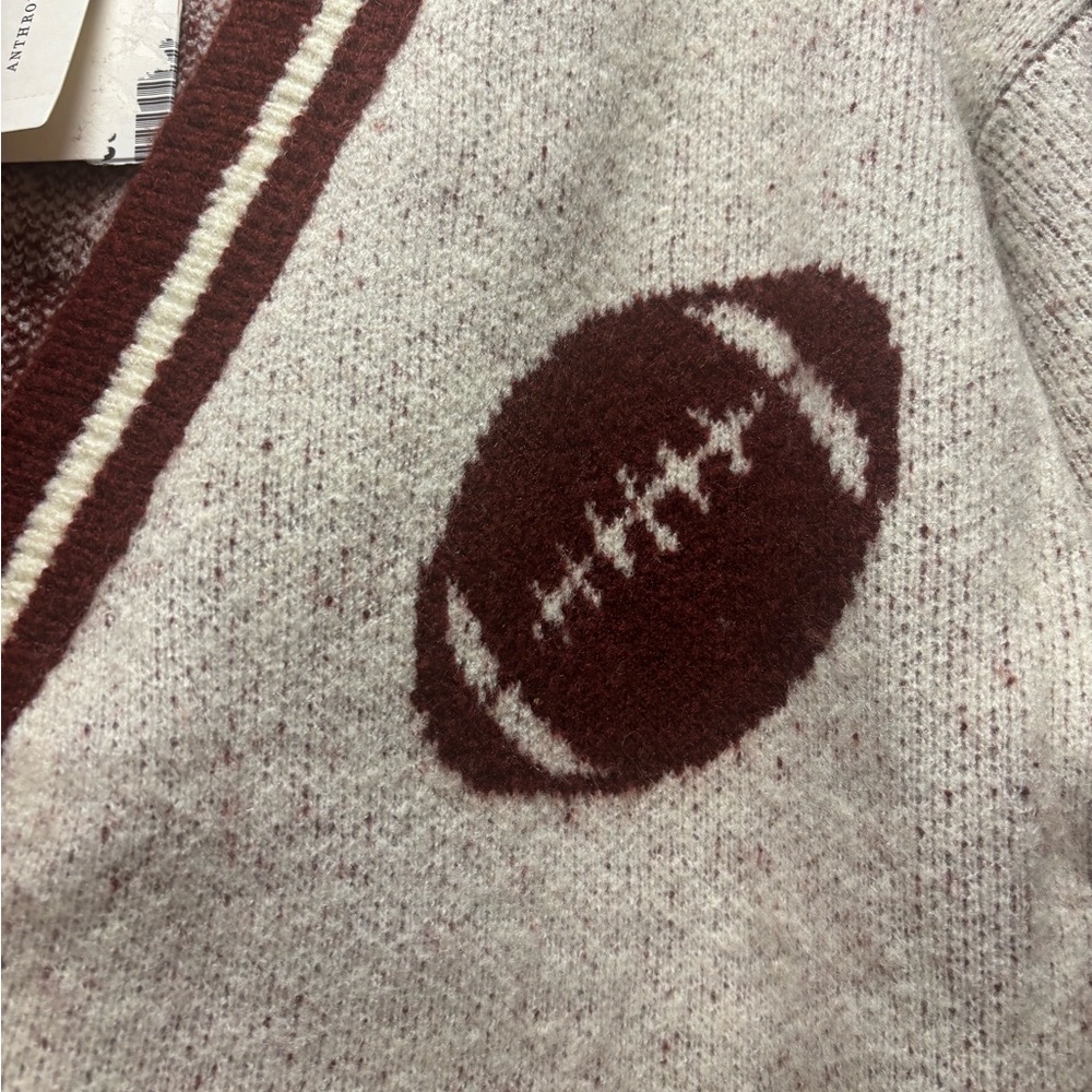 Anthropologie Flat White Game Day Football Cardigan Sweater | One Size NWT - Picture 10 of 10